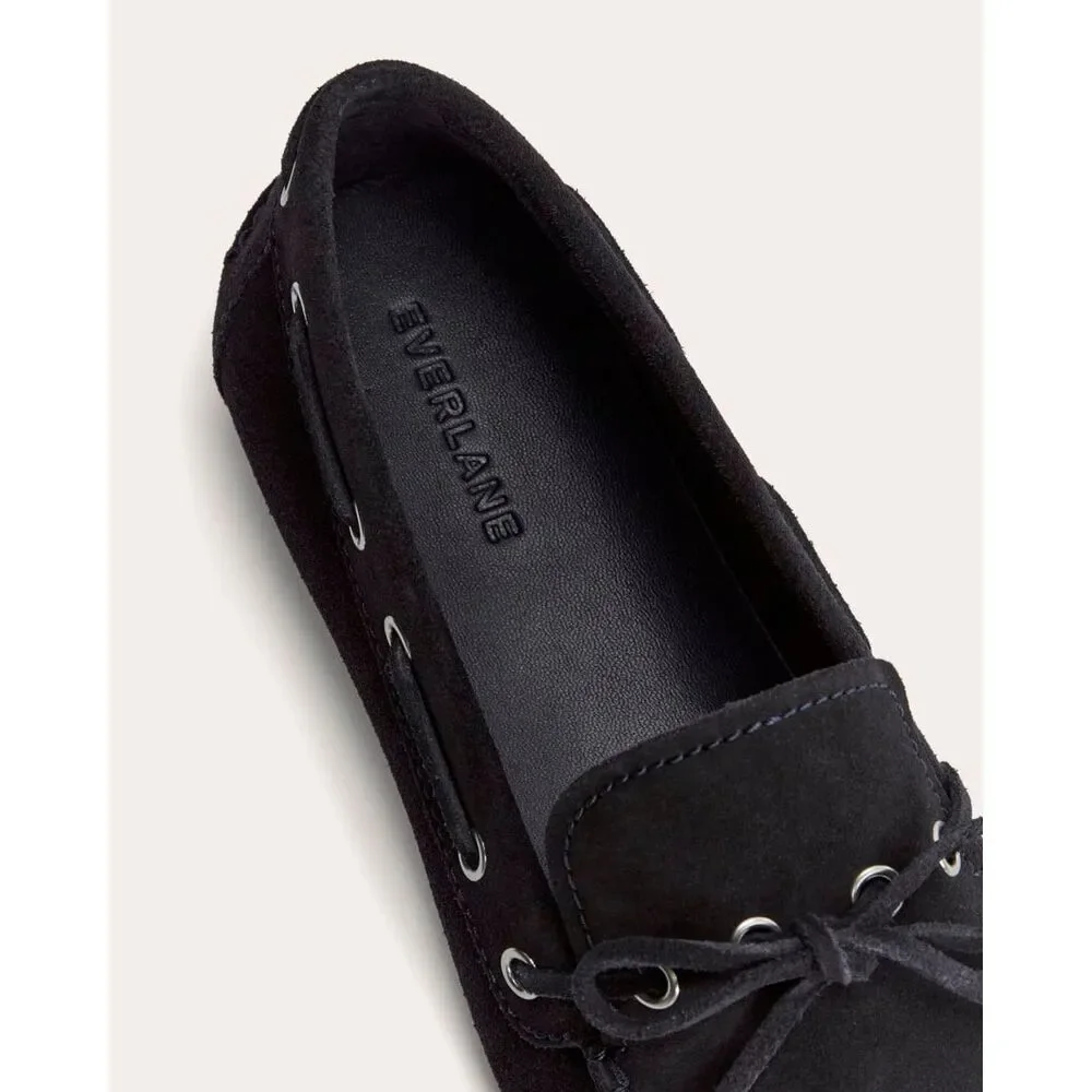 Everlane Dark Navy Suede Boat Shoes Womens Size 8 NWB Minimalist Loafers Flats